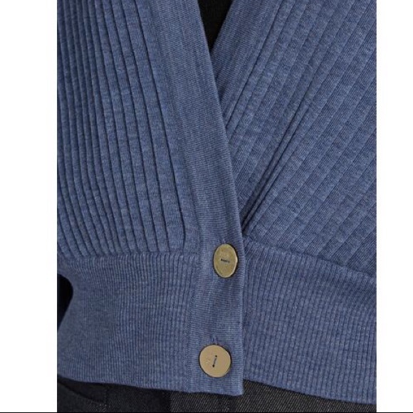 Loewe Blue Pleated Cropped Wool Cardigan M - Picture 10 of 11
